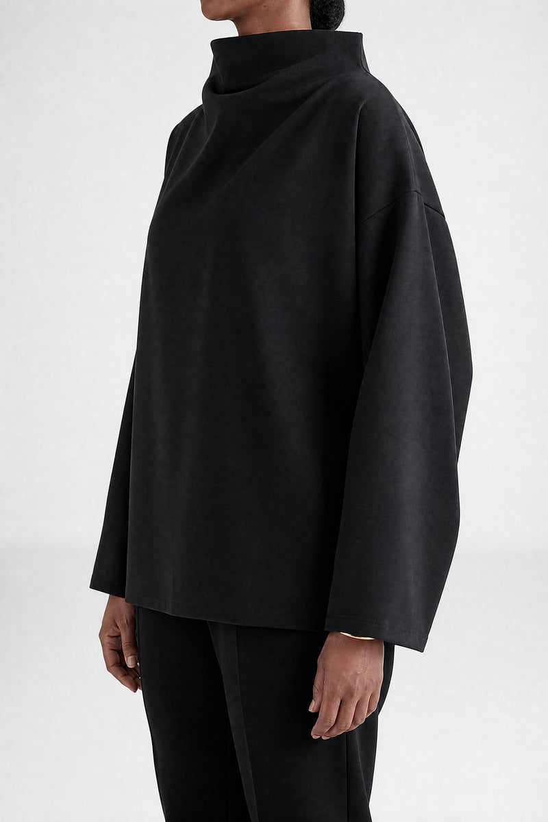Sofaine Sage women's sweater in Black, side view studio shot