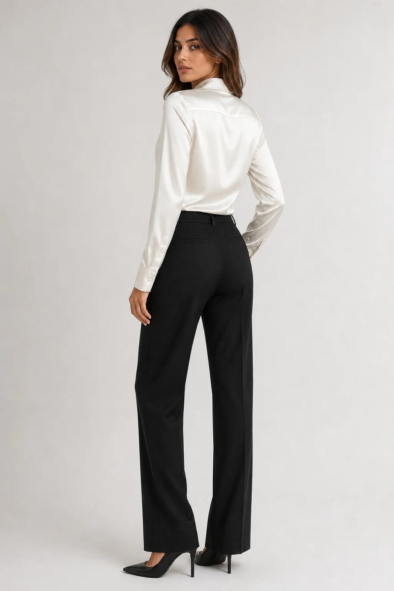 Sofaine Savannah satin waterfall-collar blouse in White, back view
