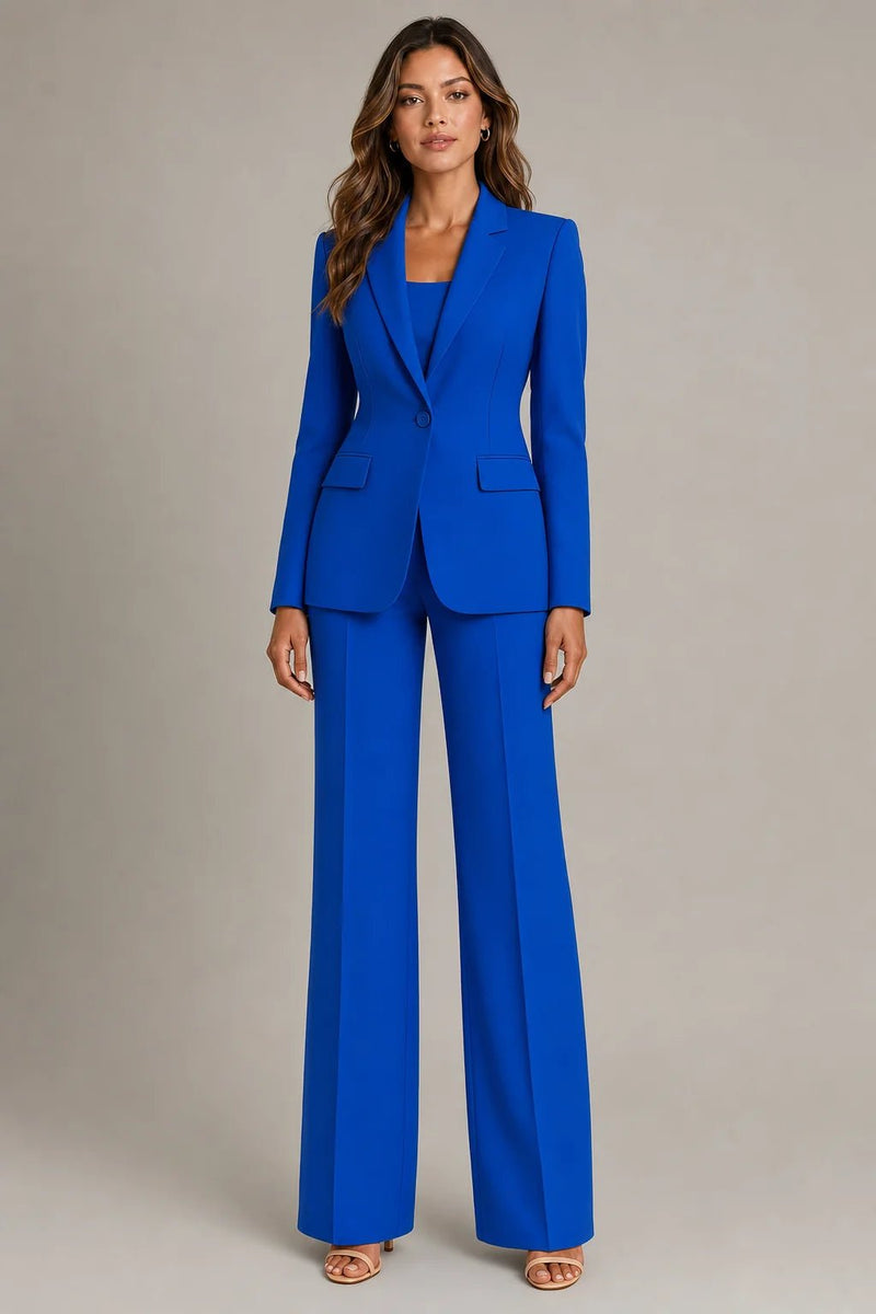 Sofaine Scarlett blazer and wide-leg trouser set in cobalt blue, worn front view