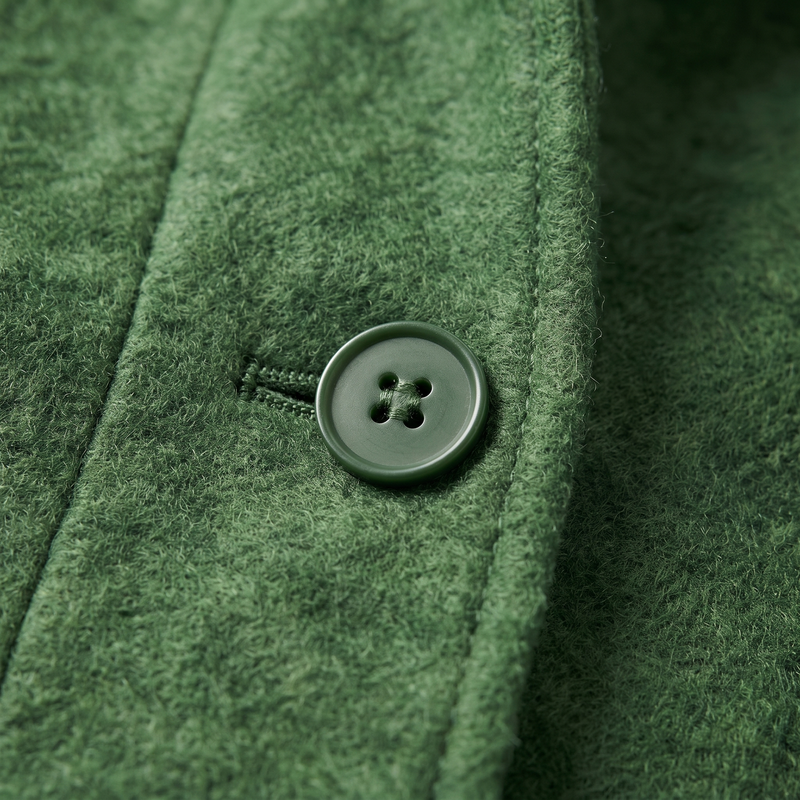 Funnel Neck Wool-Feel Coat for Women with Button Front and Patch Pockets, fabric close-up