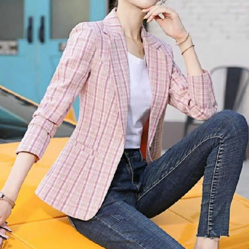 Amalie | Ternet Enkeltknaps Blazer i Rosa, forfra