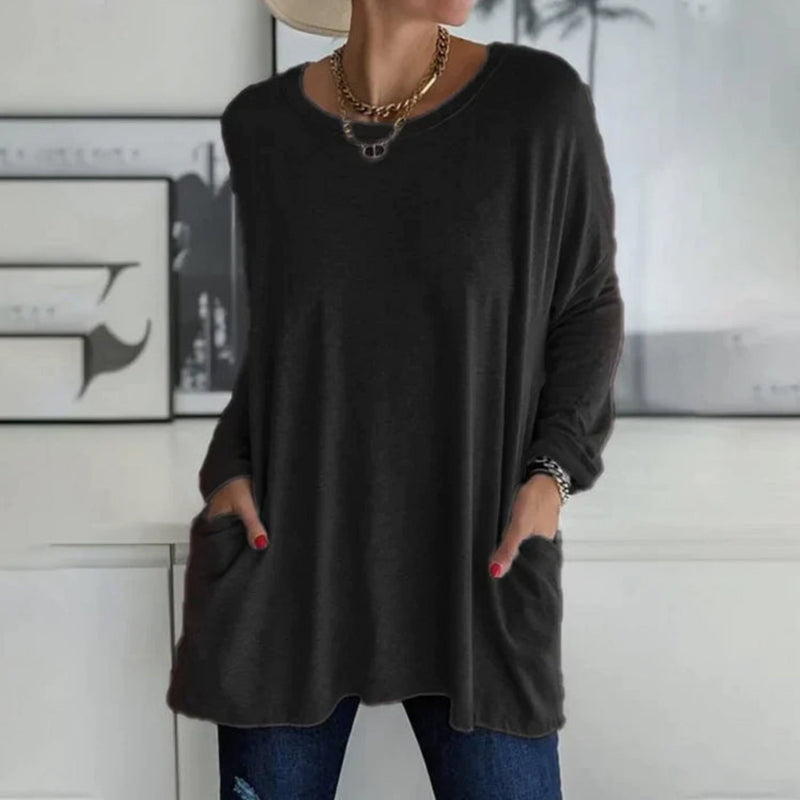 Anna | Tunika med lange ærmer i Sort, forfra