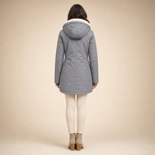 Aria | Women's Water-Resistant Hooded Winter Jacket, Padded in Gray, view 2