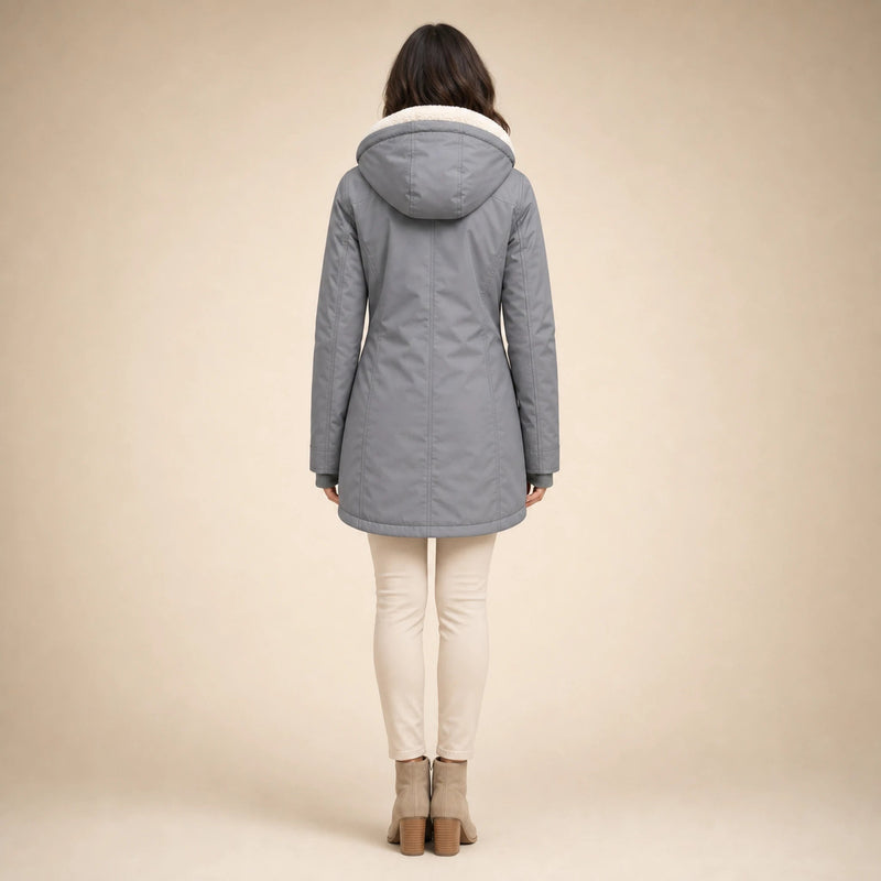 Aria | Women's Water-Resistant Hooded Winter Jacket, Padded in Gray, view 2