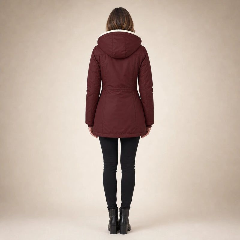 Aria | Women's Water-Resistant Hooded Winter Jacket, Padded in Red, view 2