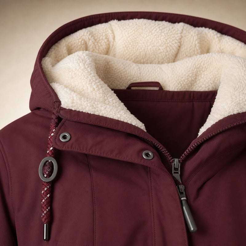 Aria | Women's Water-Resistant Hooded Winter Jacket, Padded in Red, view 4