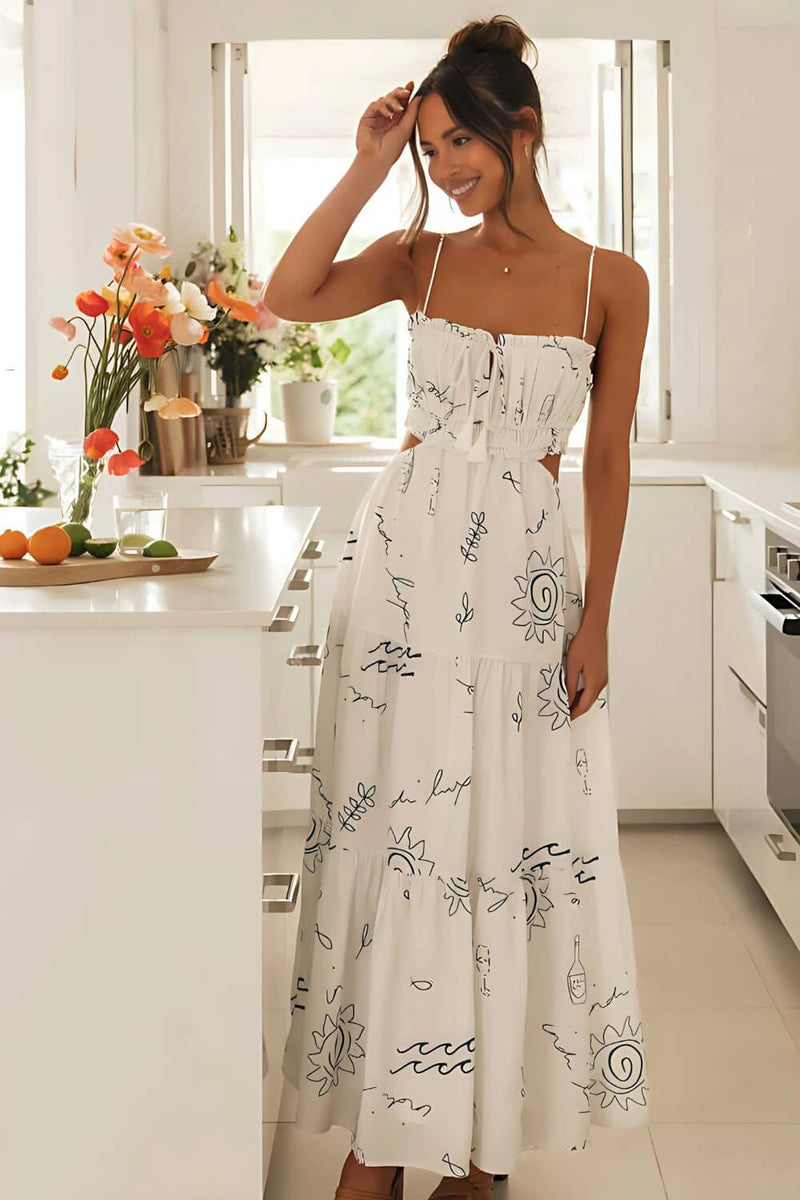 Astrée | Printet maxikjole i Hvid, styling 2
