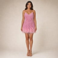Ava | Women's Feather Party Mini Dress