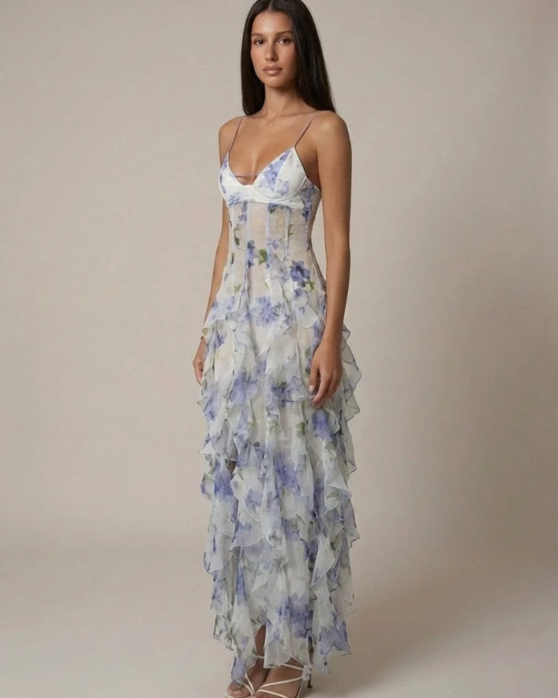 Azélie | Flæset Blomsterprint Maxikjole, styling