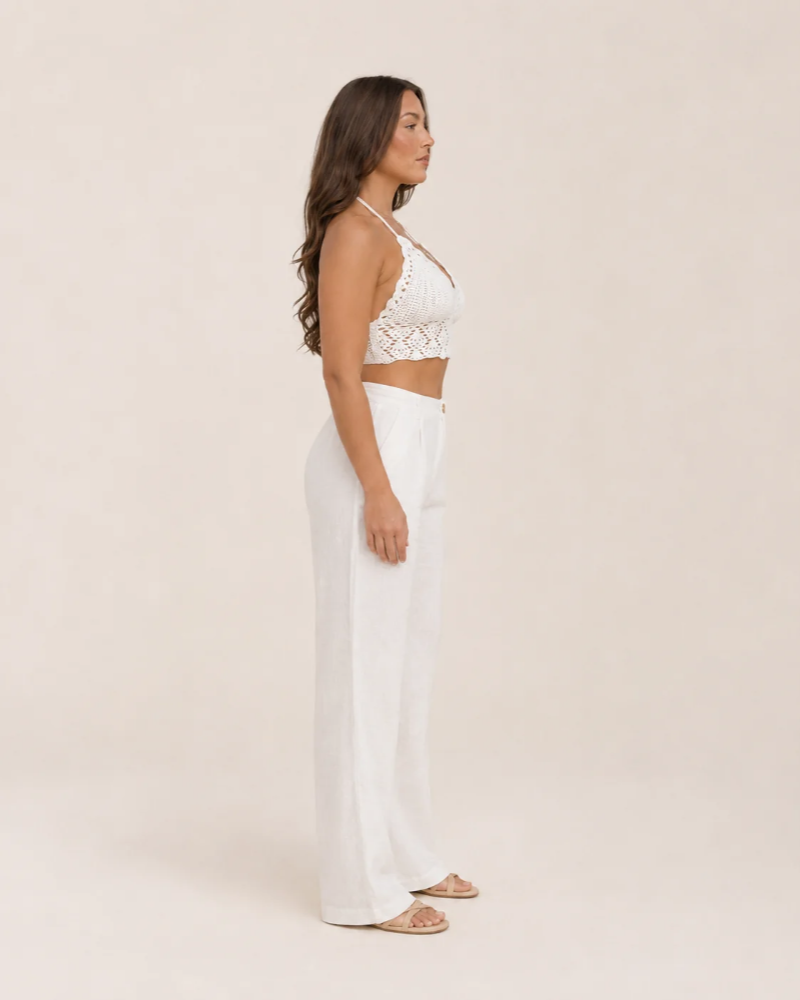 Bailey | Crop top i hækling i Hvid, fra siden