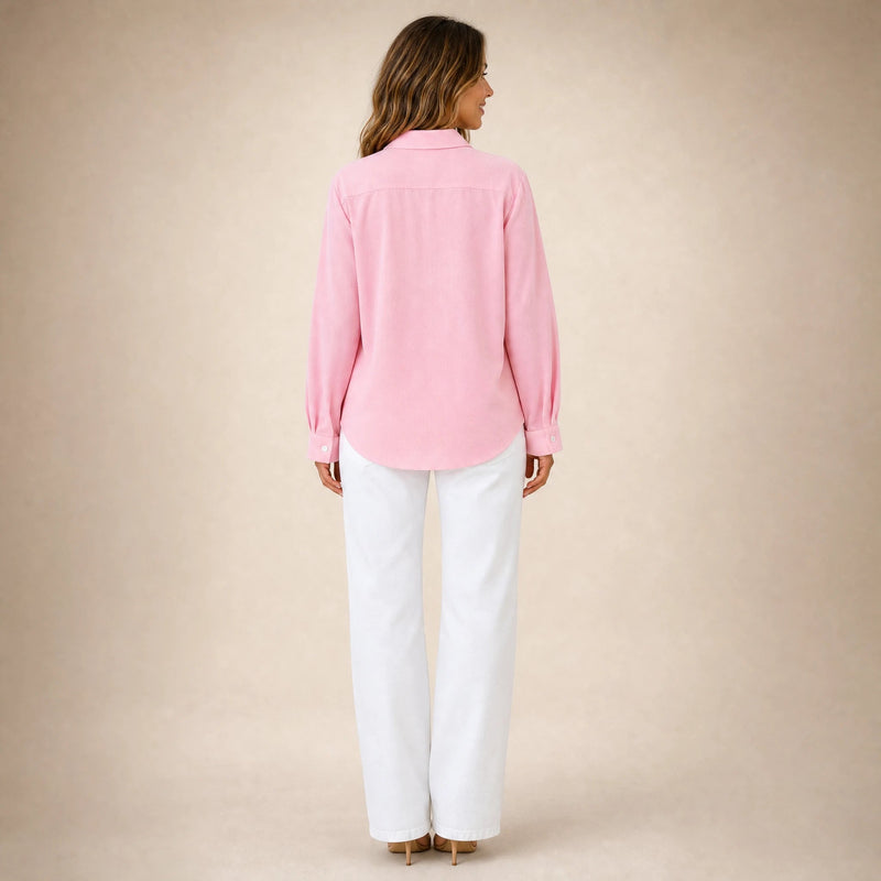 Beatrice | Women's Loose-Fit Linen-Look Blouse in Pink, view 2