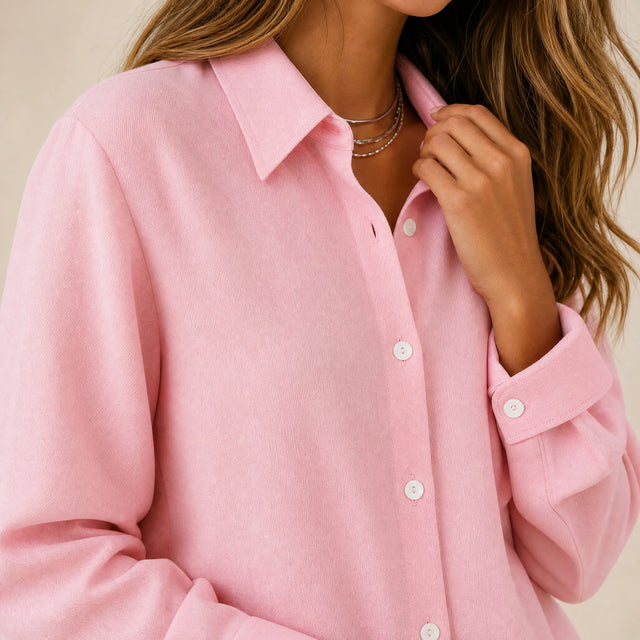 Beatrice | Women's Loose-Fit Linen-Look Blouse in Pink, view 4