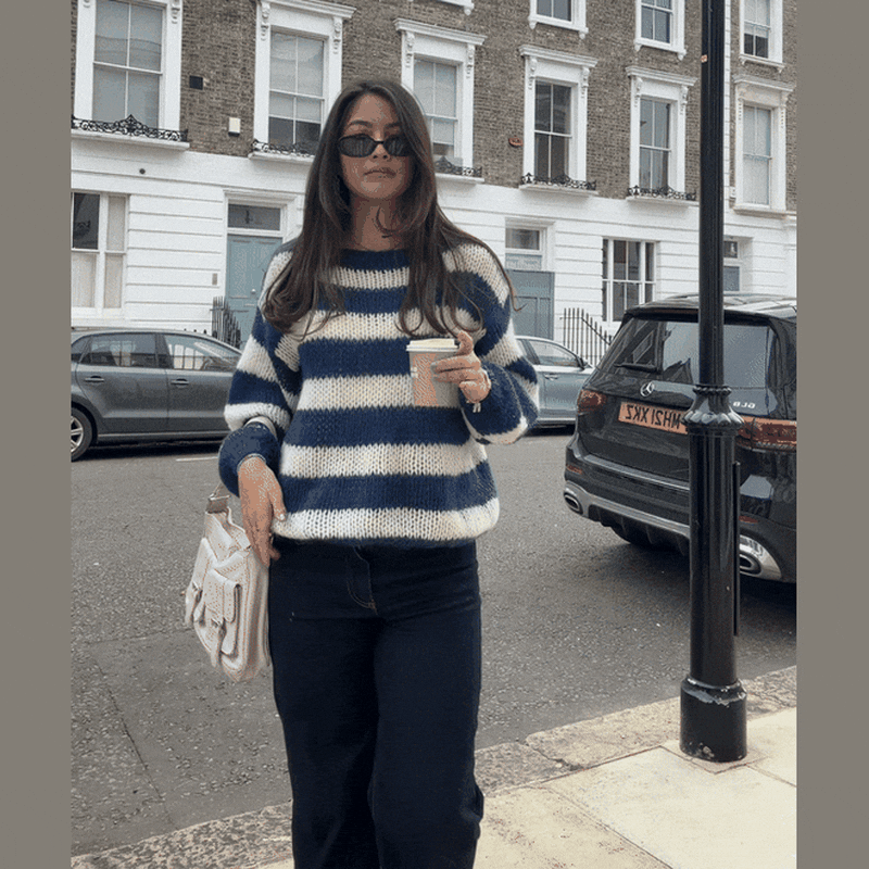 Bodil | Stribet Oversized Striktrøje, styling