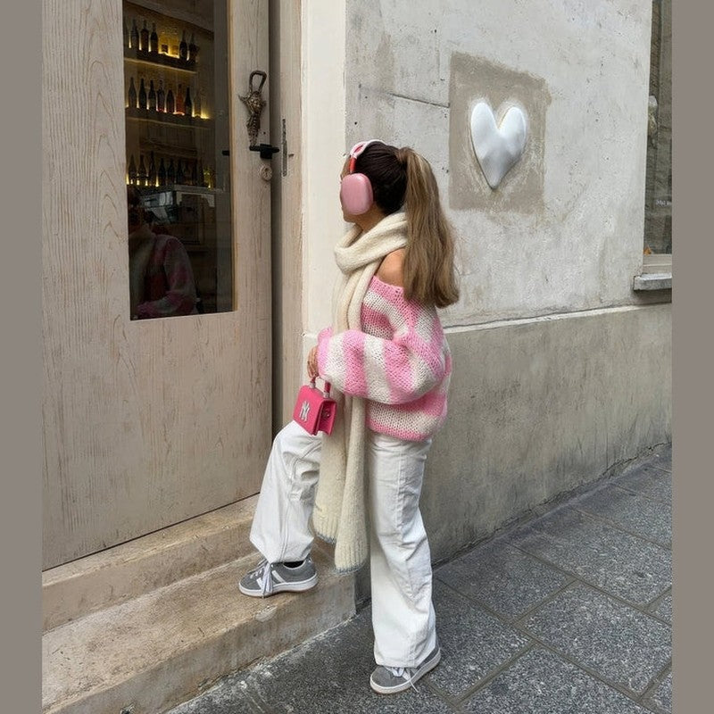 Bodil | Stribet Oversized Striktrøje, styling 2