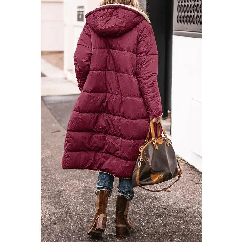 Celeste | Frakke med Teddy-foer i Bordeaux, bagfra