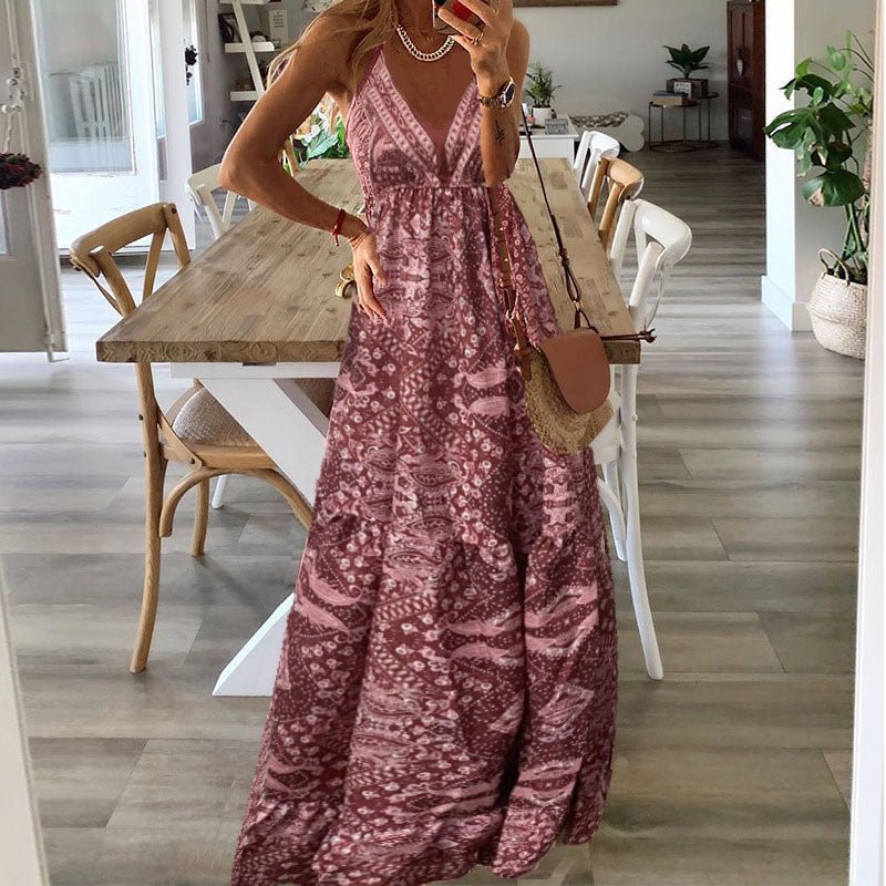 Clara | Boho maxikjole i Gammelrosa, forfra