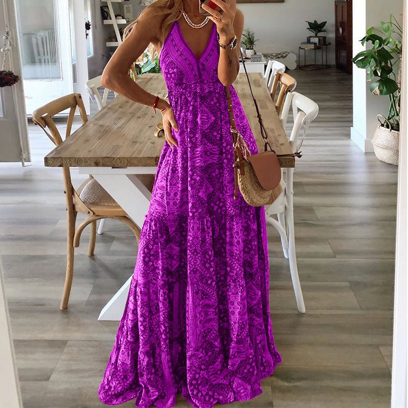 Clara | Boho maxikjole i Lilla, forfra