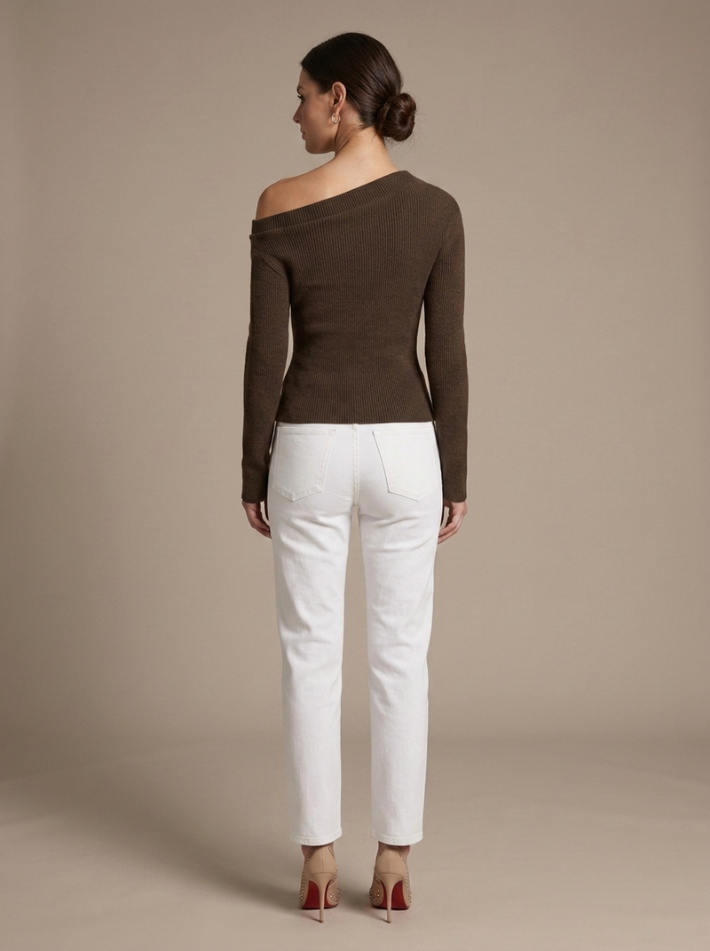 Elise | Off-shoulder striktrøje, bagfra