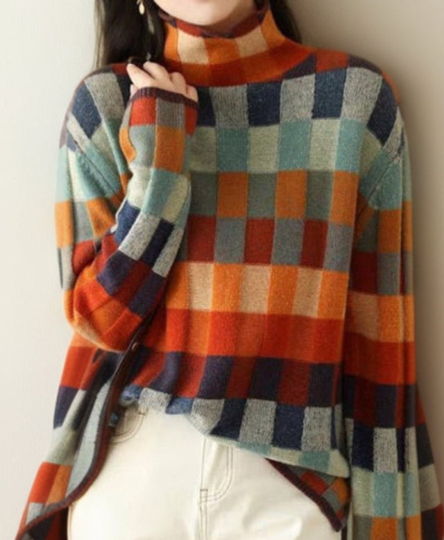 Helga | Ternet Turtleneck Striktrøje, forfra