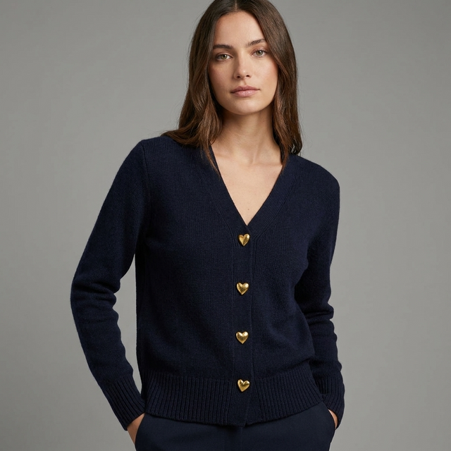 Ida | Cardigan med Hjerteknapper, forfra