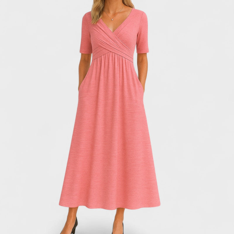 Joanna | Elegant Sommerkjole i Rosa, forfra