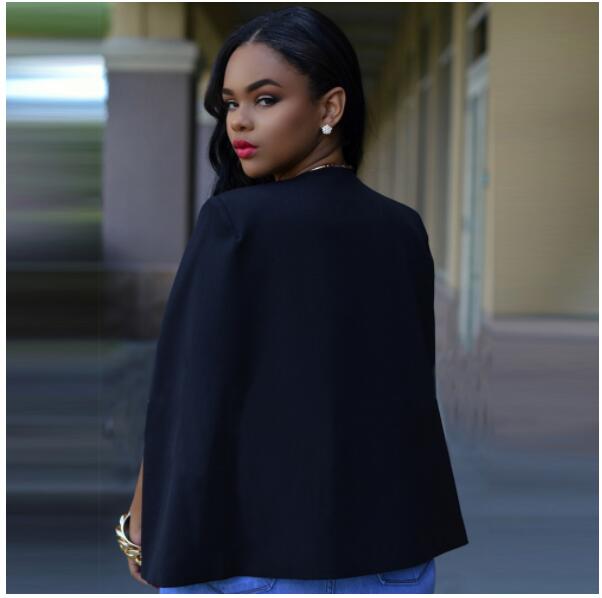 Julie | Cape-blazer uden krave i Sort, bagfra
