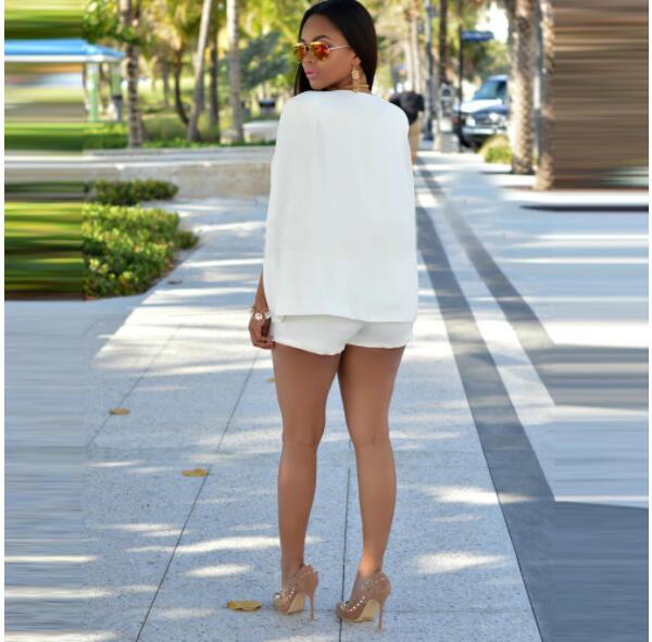 Julie | Cape-blazer uden krave i Hvid, bagfra