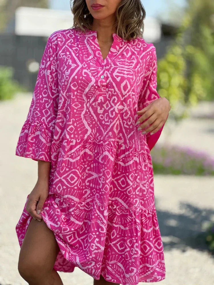 Kyara | Boho tunika-kjole i Rosa, forfra