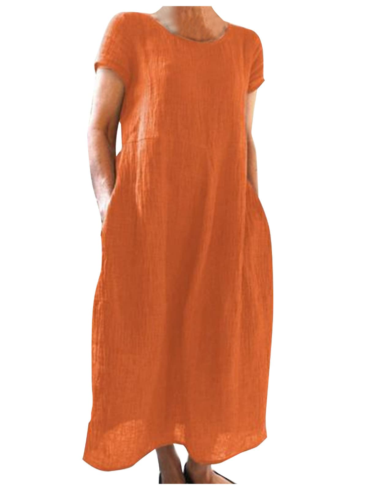 Maerine | Sommerkjole i Hør-look i Orange, produktbillede