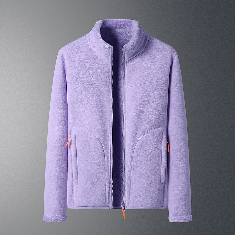 Fleece Jakke Dame med Høj Krave og Lynlås i Lyselilla, produktbillede