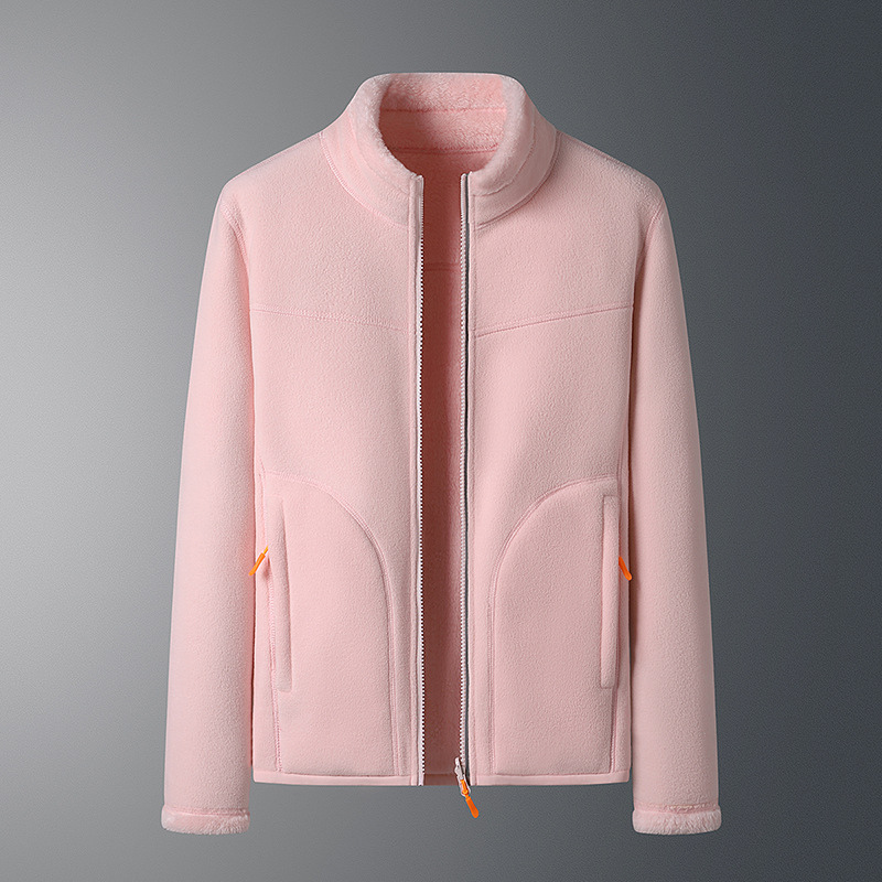 Fleece Jakke Dame med Høj Krave og Lynlås i Rosa, produktbillede