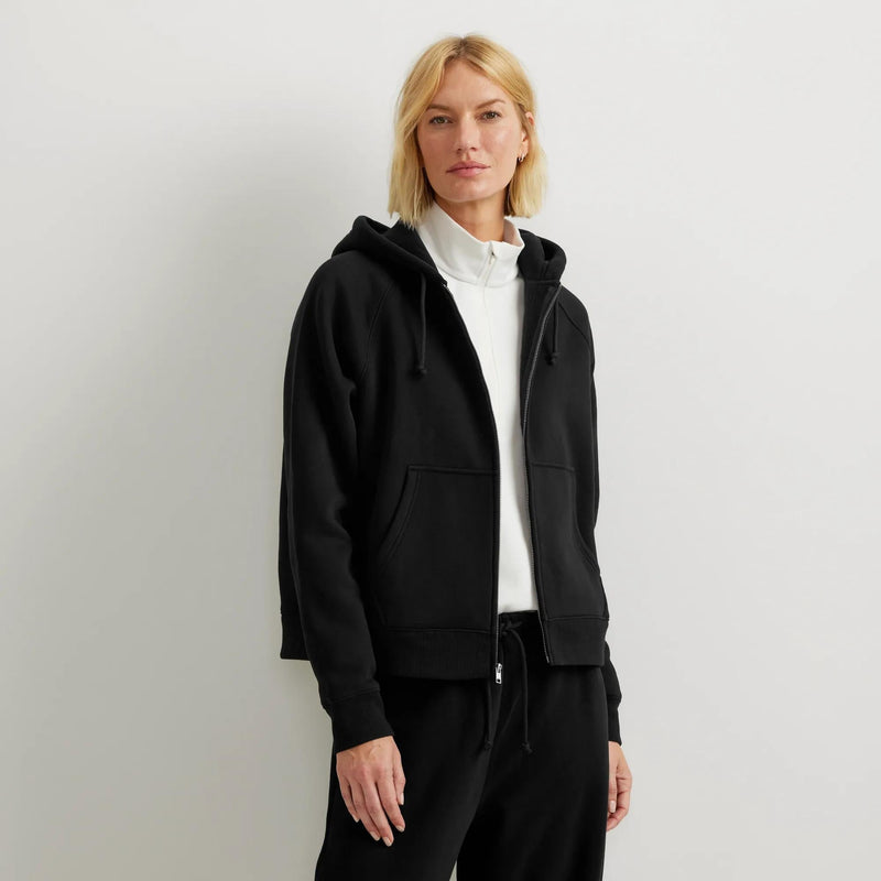 Nanna | Hættetrøje med lynlås og lommer i Sort, styling