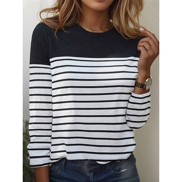 Noelle | Stribet top i Sort, forfra