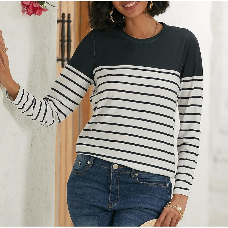 Noelle | Stribet top i Sort, styling