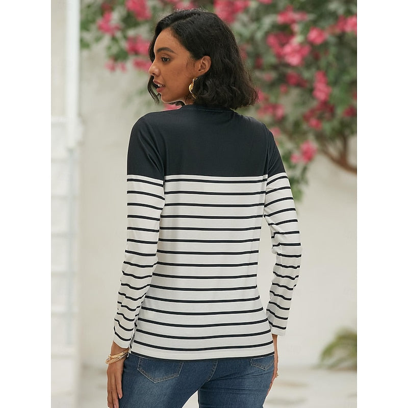 Noelle | Stribet top i Sort, bagfra