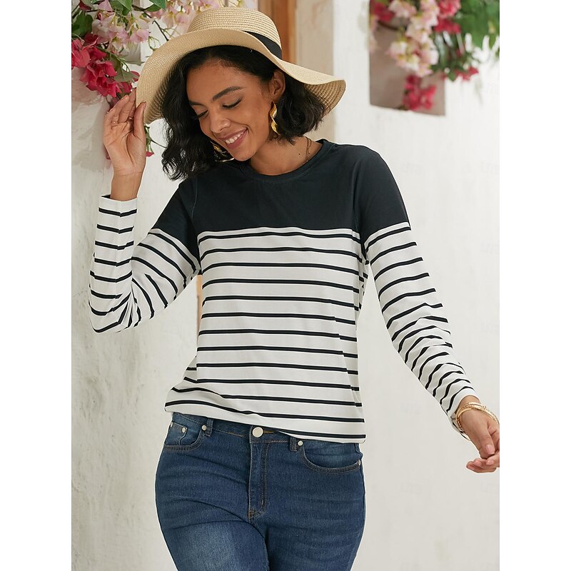 Noelle | Stribet top i Sort, styling