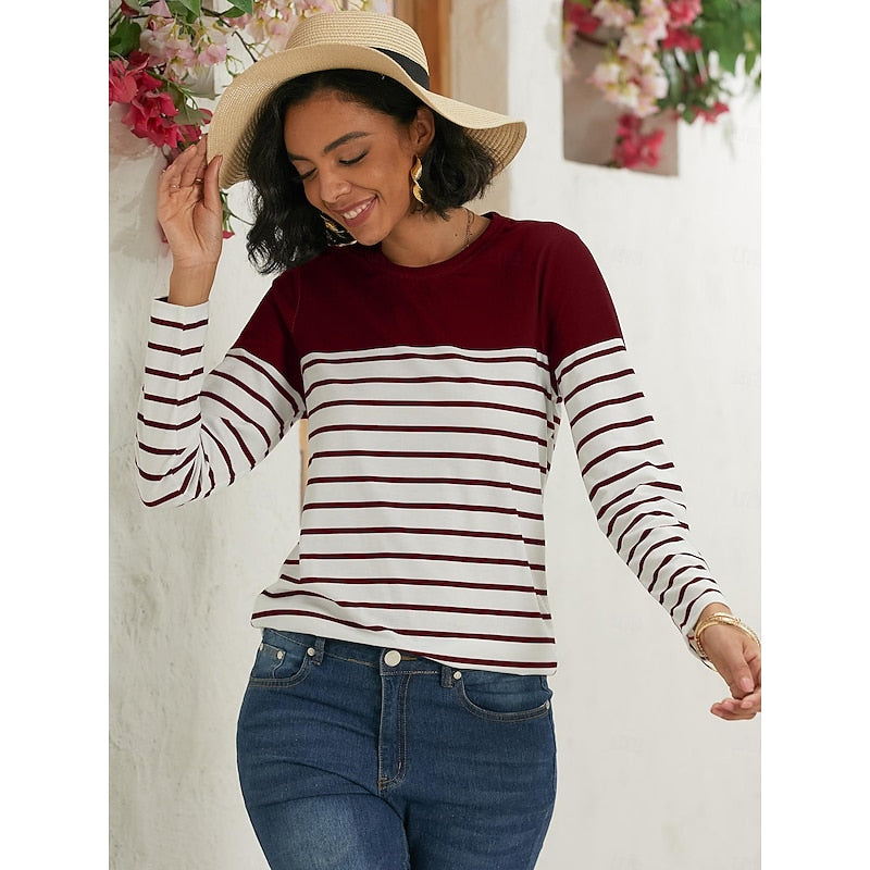 Noelle | Stribet top i Rød, styling