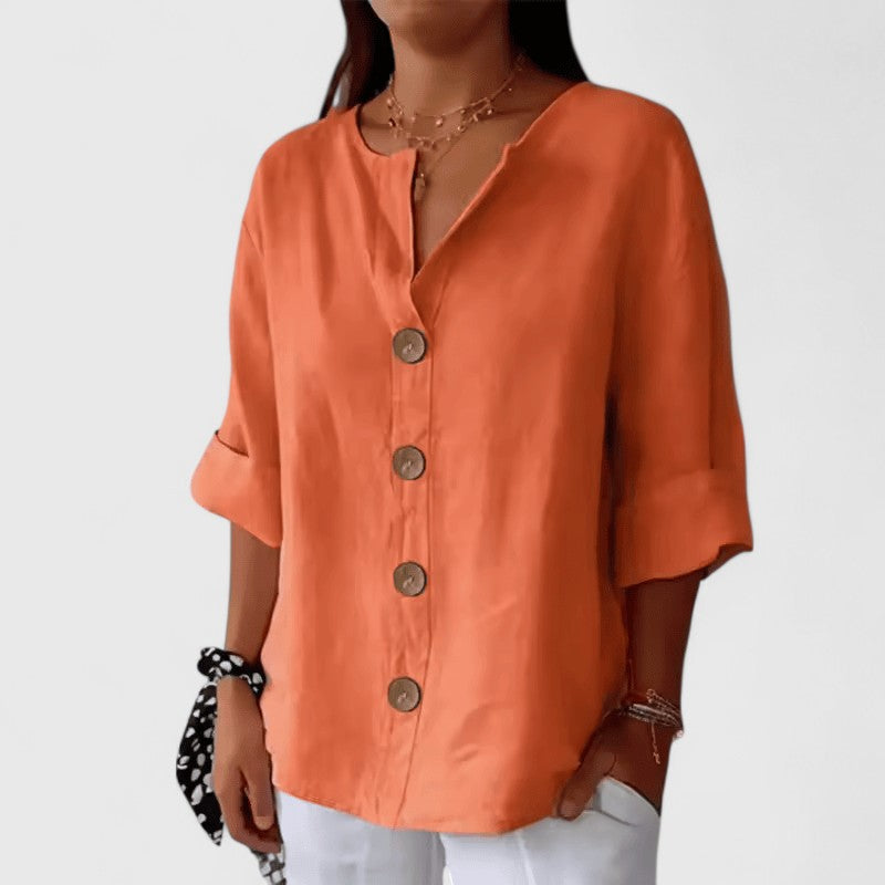Nora | Skjortebluse Straight Fit i Orange, forfra
