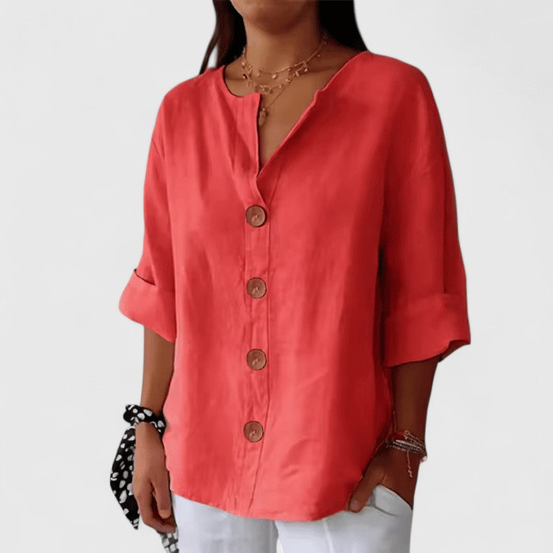 Nora | Skjortebluse Straight Fit i Rød, forfra