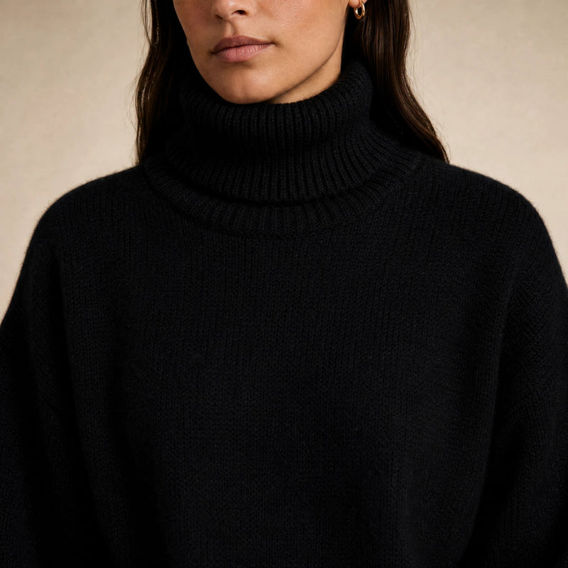 Nova | Women's Cashmere-Feel Turtleneck Sweater in Black, view 4