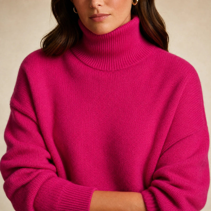 Nova | Women's Cashmere-Feel Turtleneck Sweater in Pink, view 4