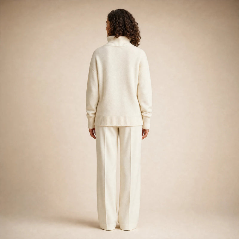 Nova | Women's Cashmere-Feel Turtleneck Sweater in White, view 2