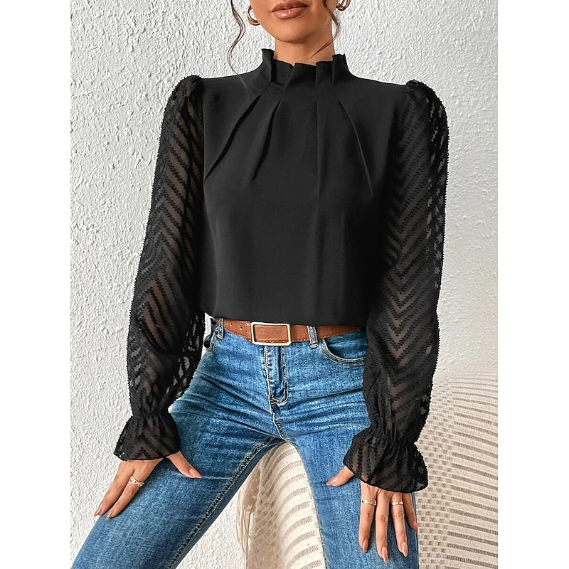 Ophelia | Bluse med høj hals, bagfra
