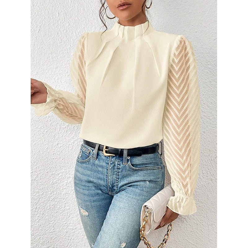 Ophelia | Bluse med høj hals, styling