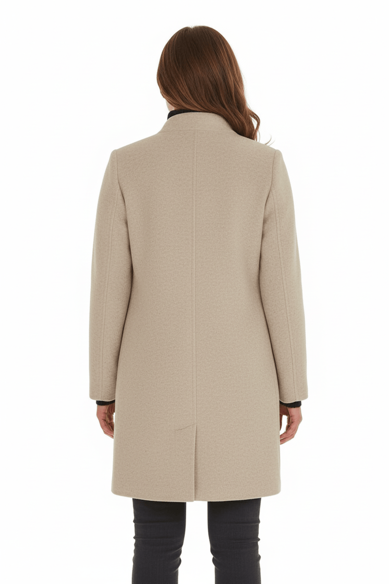 Patricia | Uld-look Bouclé Frakke i Beige, fra siden