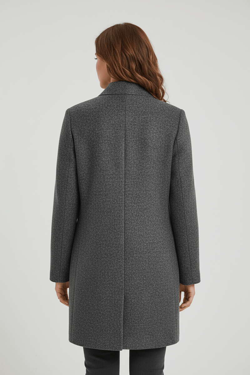 Patricia | Uld-look Bouclé Frakke i Grå, bagfra