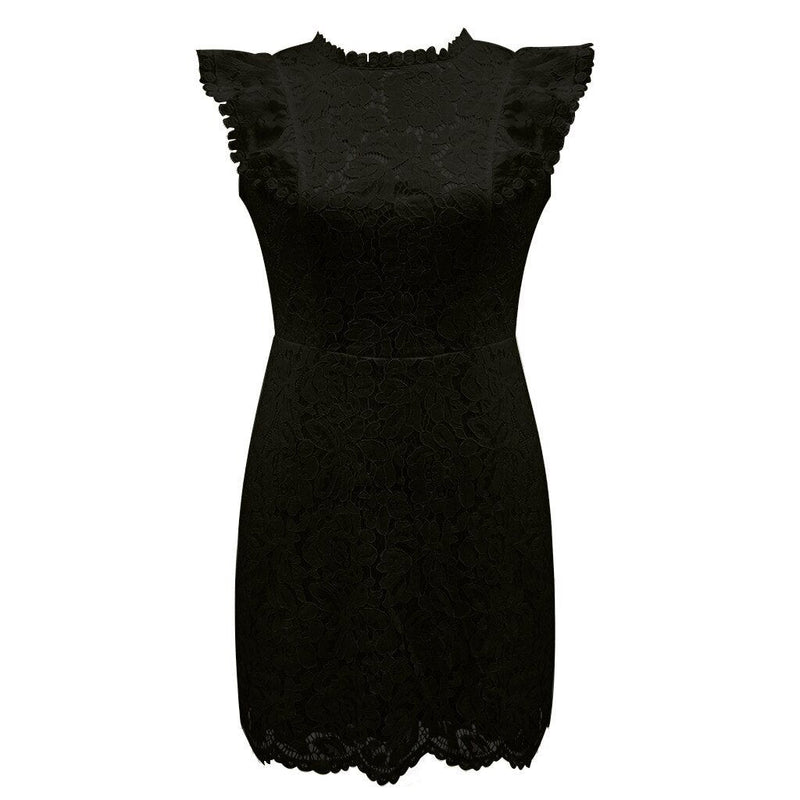Petra | Blomsterblonde Sheath-kjole i Sort, forfra