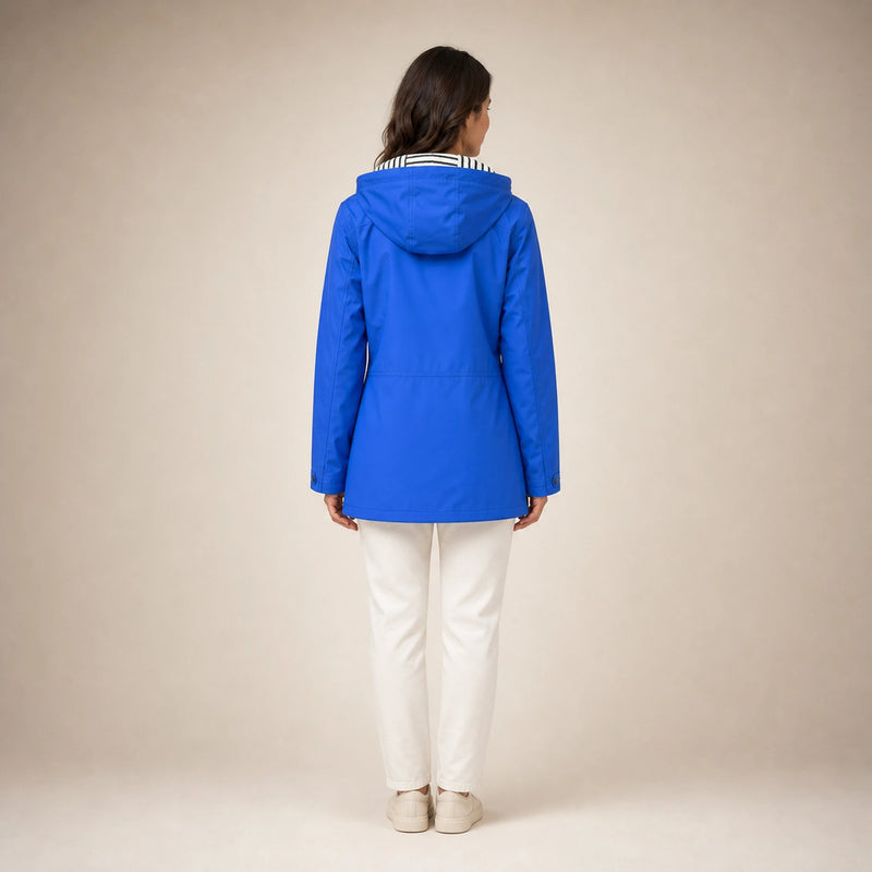 Riley | Women's Hooded Rain Jacket, Windproof Shell in Blue, view 2