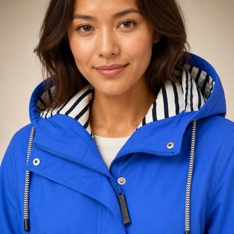 Riley | Women's Hooded Rain Jacket, Windproof Shell in Blue, view 4