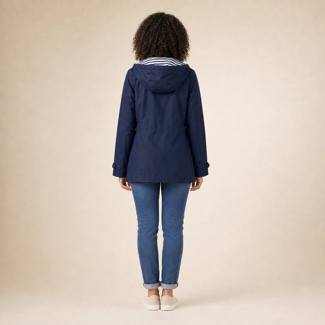 Riley | Women's Hooded Rain Jacket, Windproof Shell in Navy Blue, view 2